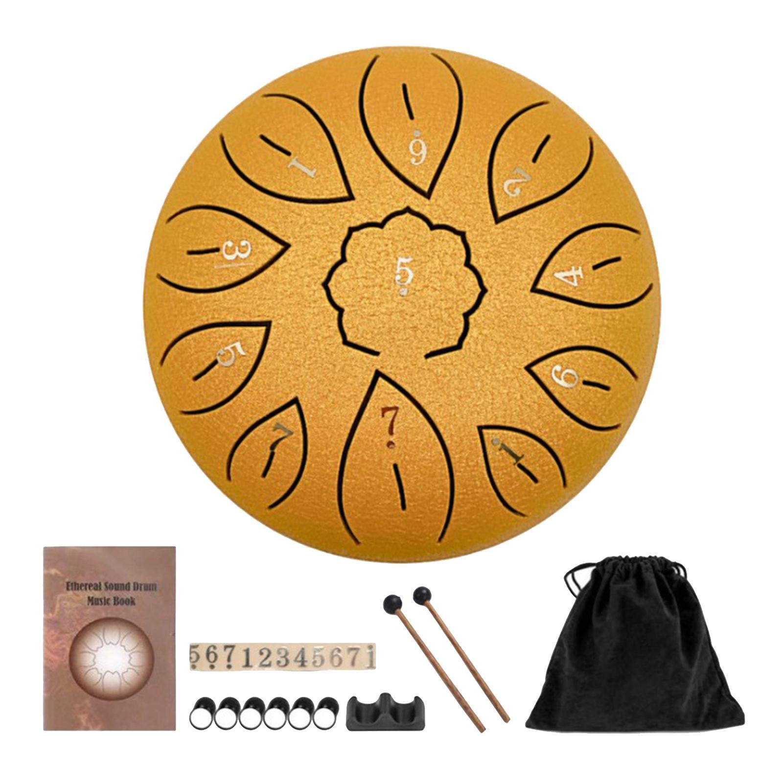 Mini 6 Inch Steel Tongue Drum and Carrying Bag Music Education Gift Present gold