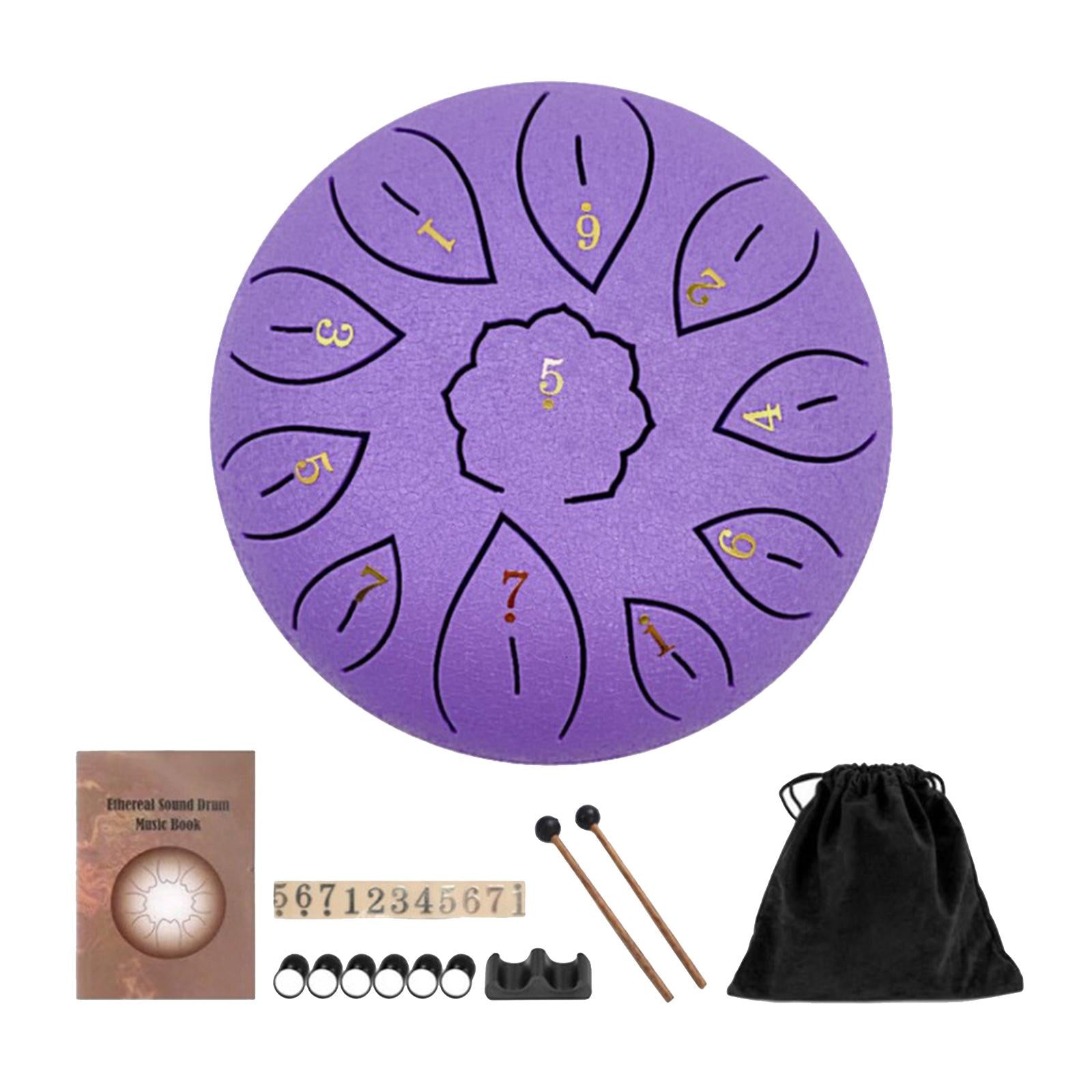 Mini 6 Inch Steel Tongue Drum and Carrying Bag Music Education Gift Present purple