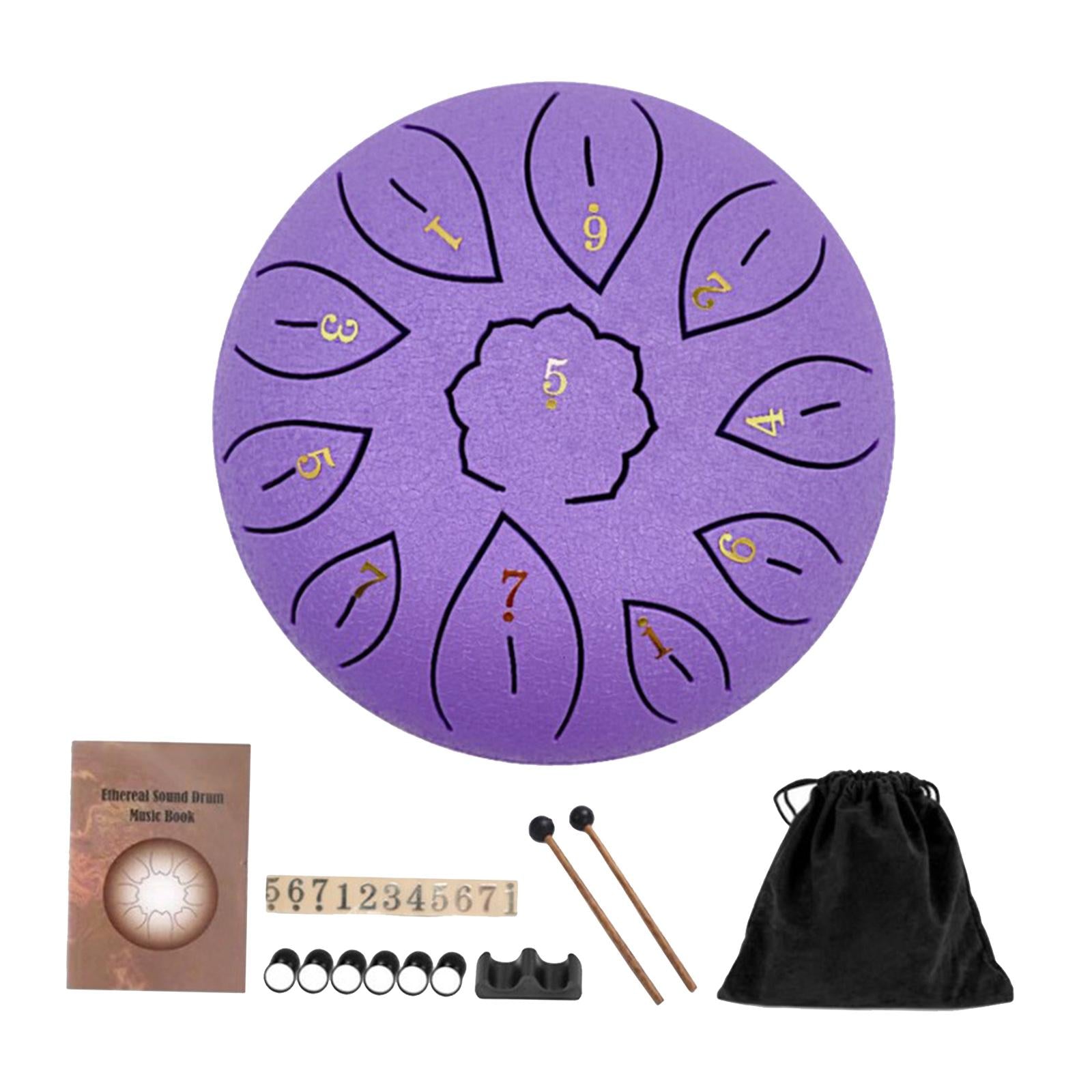 Mini 6 Inch Steel Tongue Drum and Carrying Bag Music Education Gift Present purple