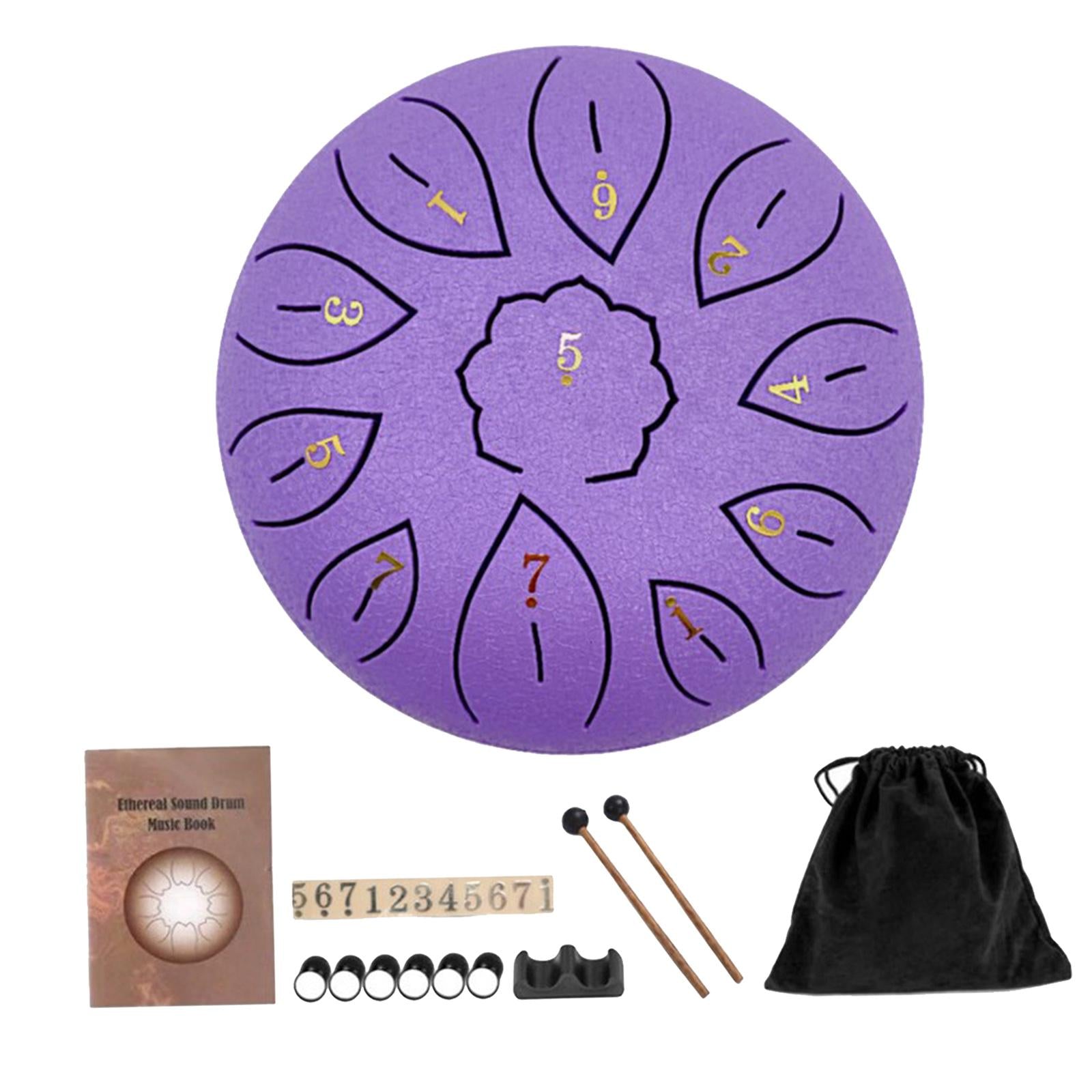 Mini 6 Inch Steel Tongue Drum and Carrying Bag Music Education Gift Present purple