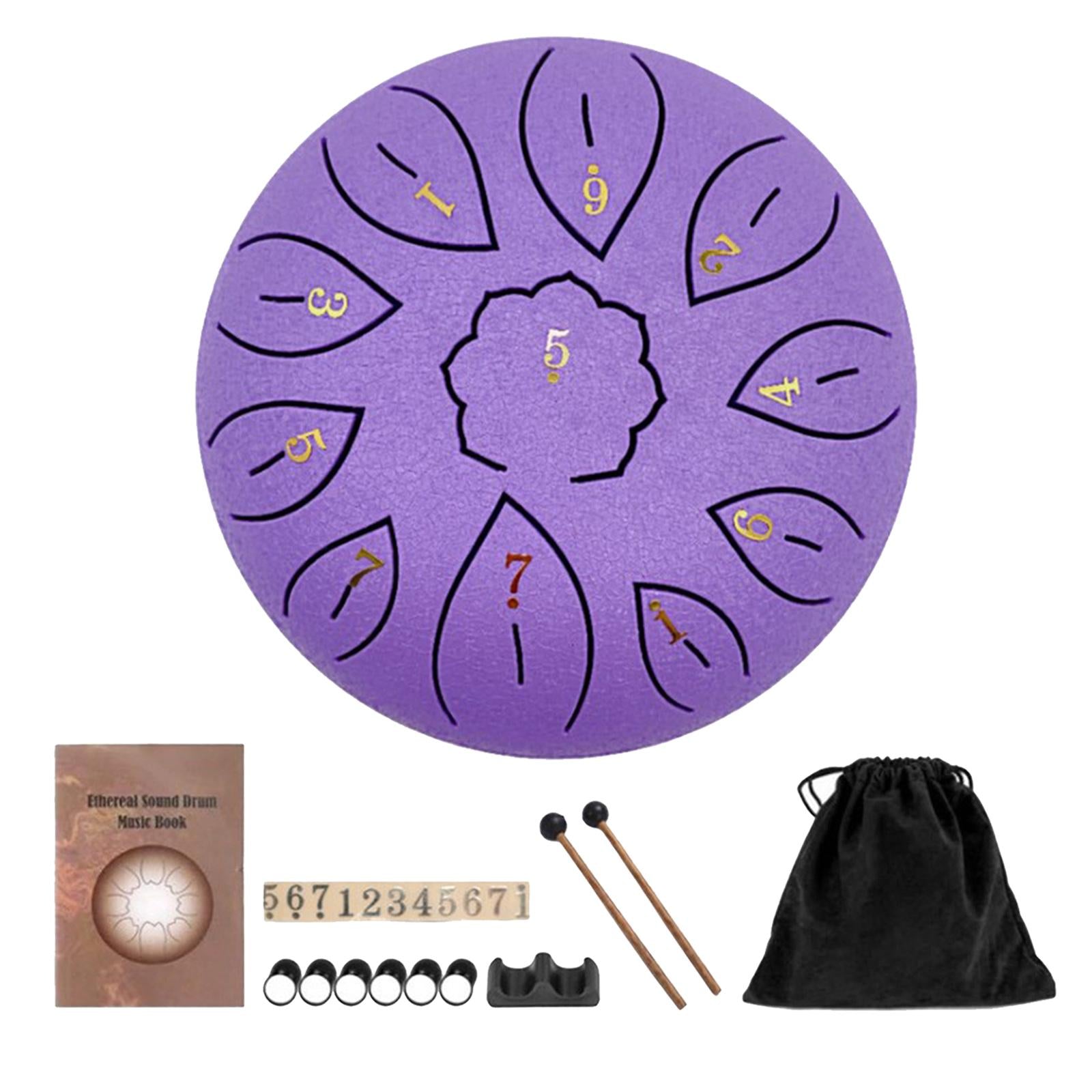 Mini 6 Inch Steel Tongue Drum and Carrying Bag Music Education Gift Present purple