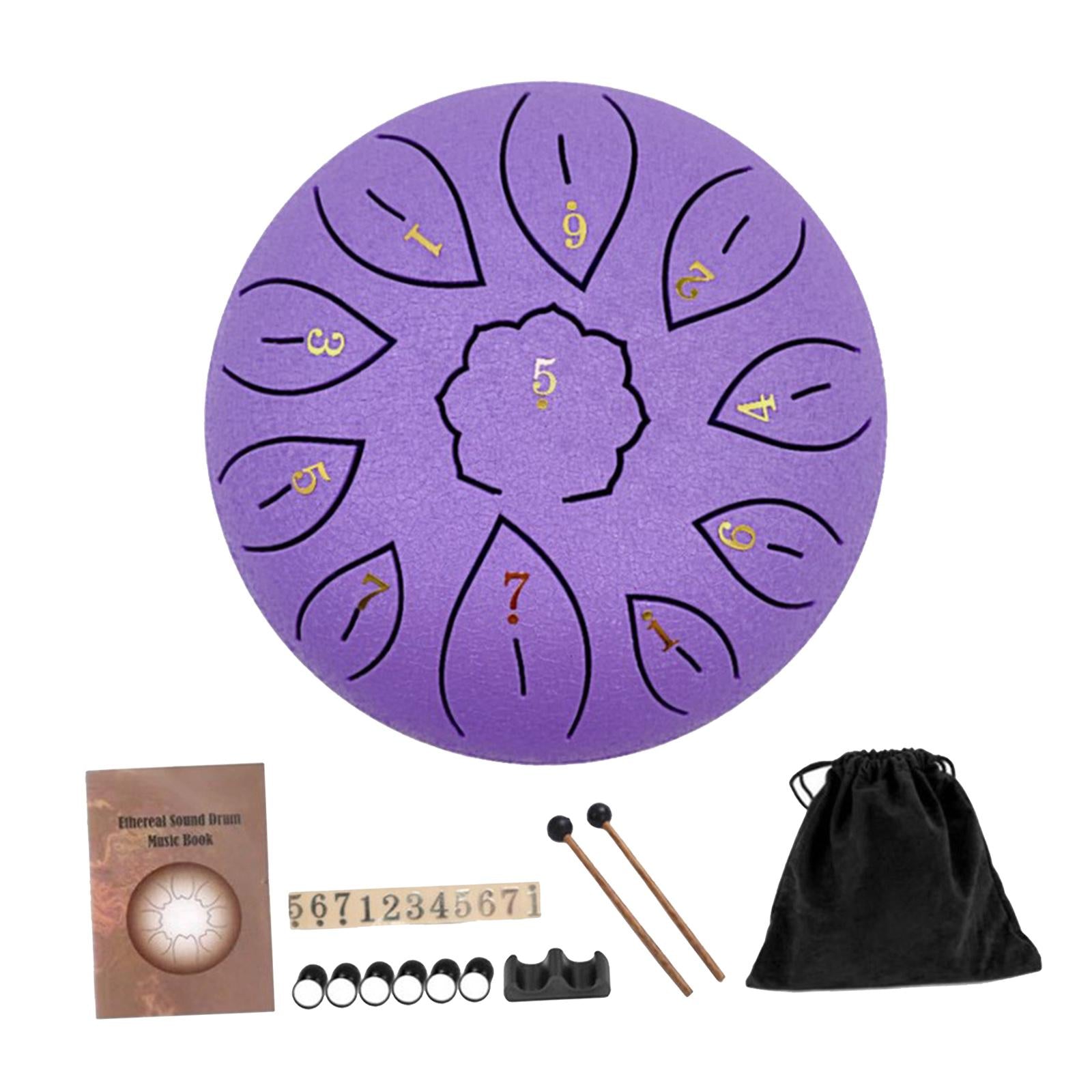 Mini 6 Inch Steel Tongue Drum and Carrying Bag Music Education Gift Present purple