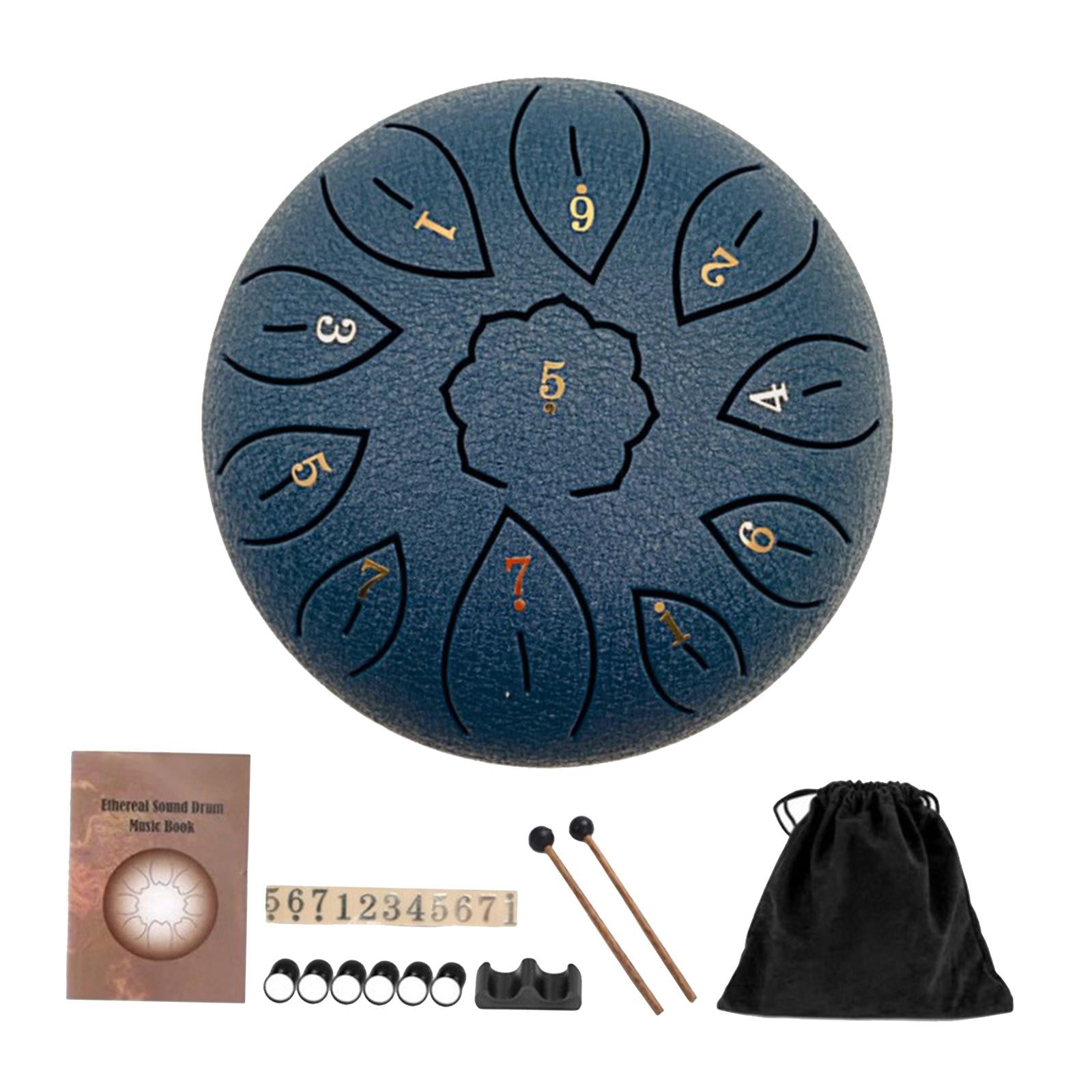 Mini 6 Inch Steel Tongue Drum and Carrying Bag Music Education Gift Present navy