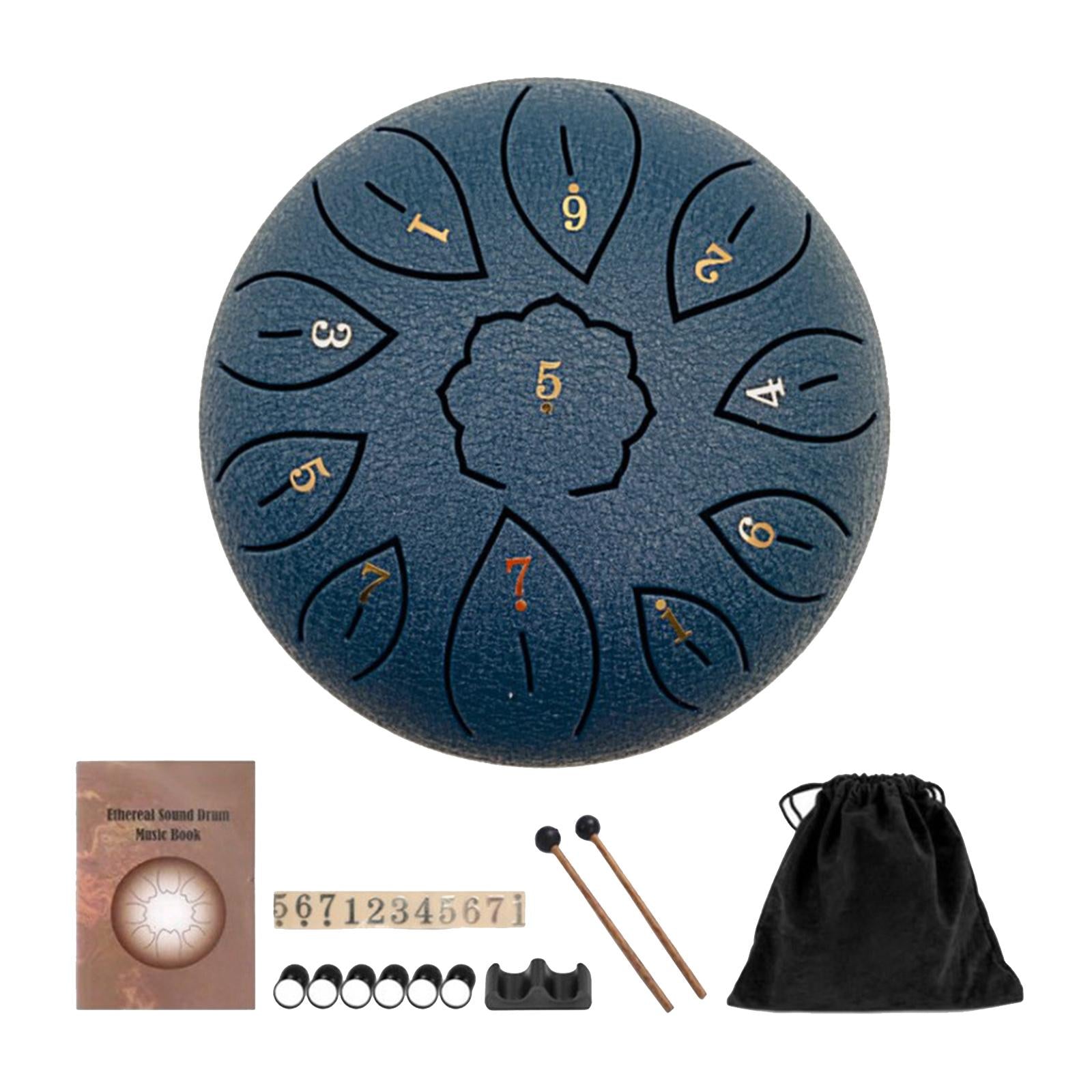 Mini 6 Inch Steel Tongue Drum and Carrying Bag Music Education Gift Present navy