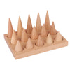 Natural Wood Rings Display Stands Storage 15 Cones Ring Holder with Tray