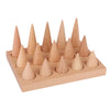 Natural Wood Rings Display Stands Storage 15 Cones Ring Holder with Tray