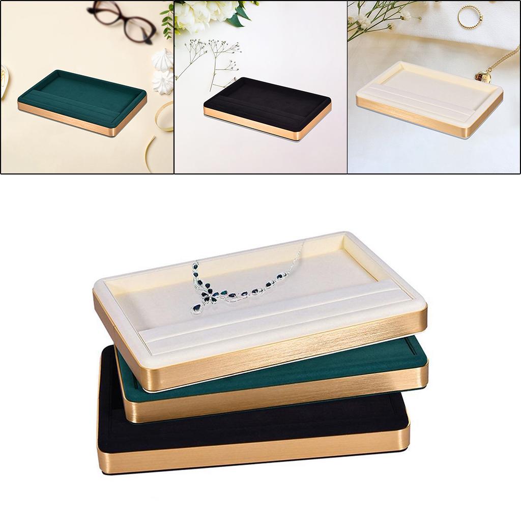 Jewelry Display Organizer Holder Earring Ring Storage Tray Dark green