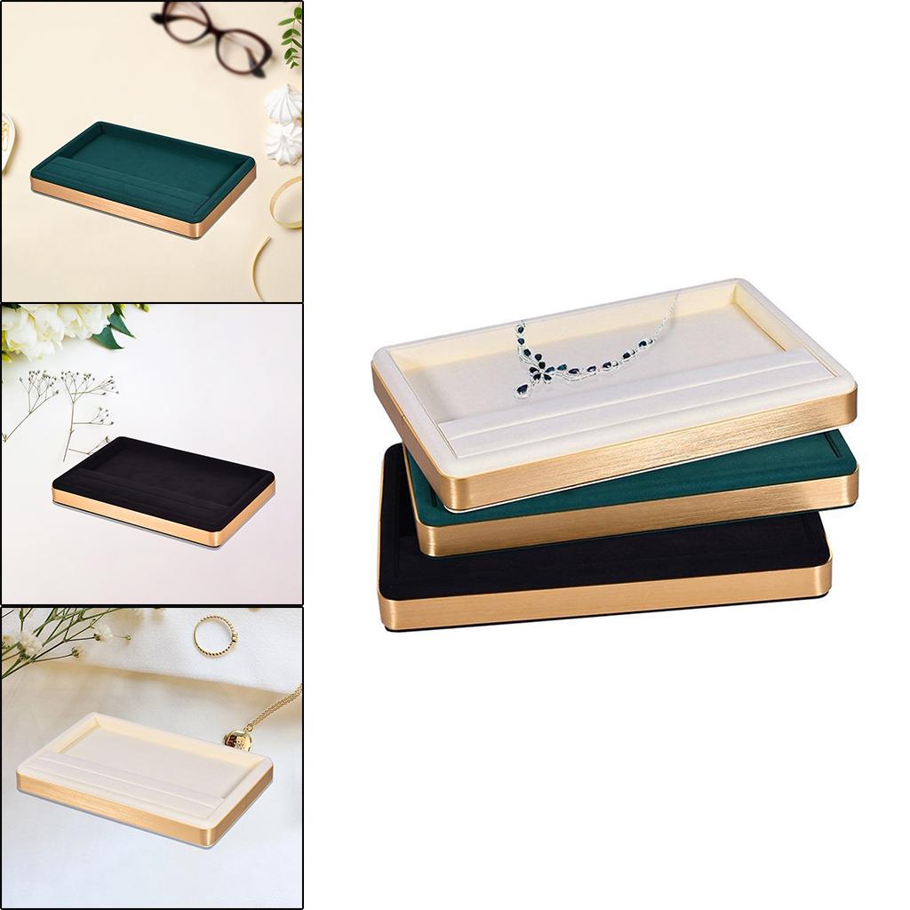 Jewelry Display Organizer Holder Earring Ring Storage Tray Dark green