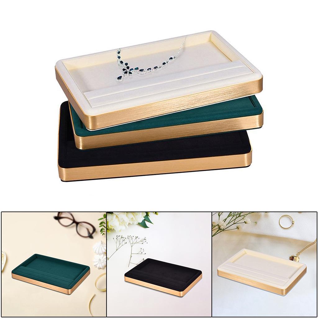 Jewelry Display Organizer Holder Earring Ring Storage Tray Dark green