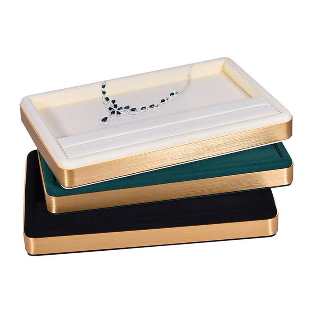 Jewelry Display Organizer Holder Earring Ring Storage Tray Dark green