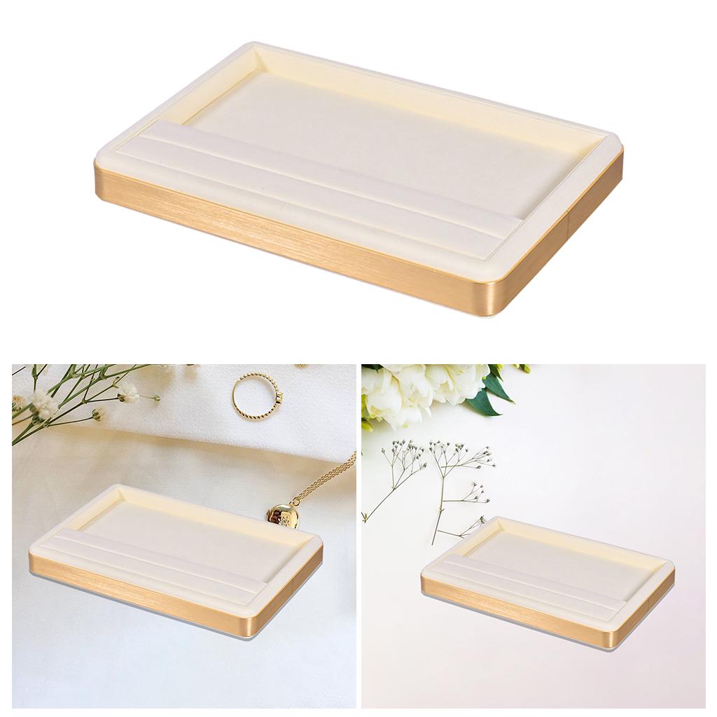 Jewelry Display Organizer Holder Earring Ring Storage Tray Beige