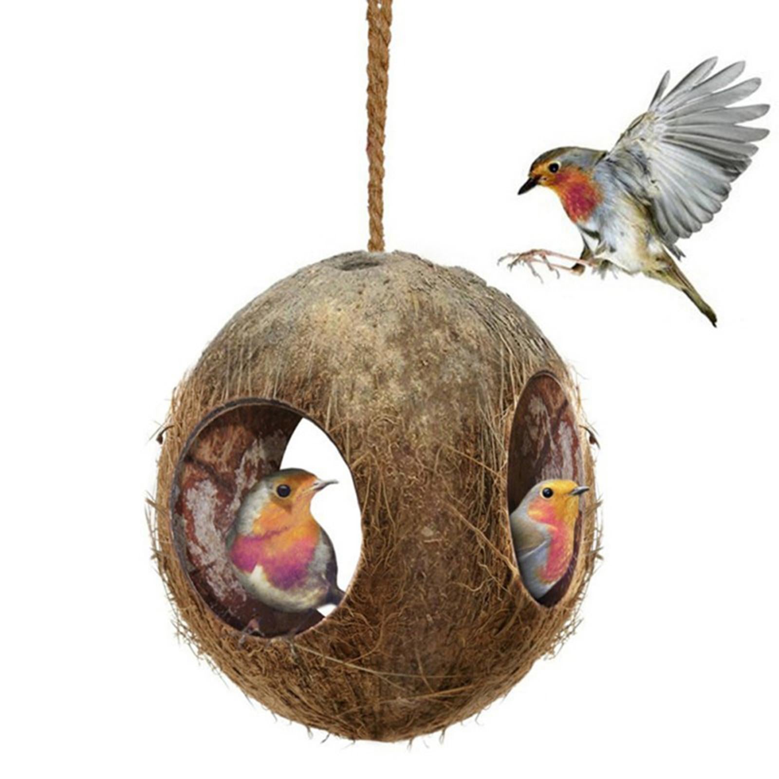 Natural Coconut Hut Bird Nest Toy Parrot Hamster Cage Toy Cockatiel House