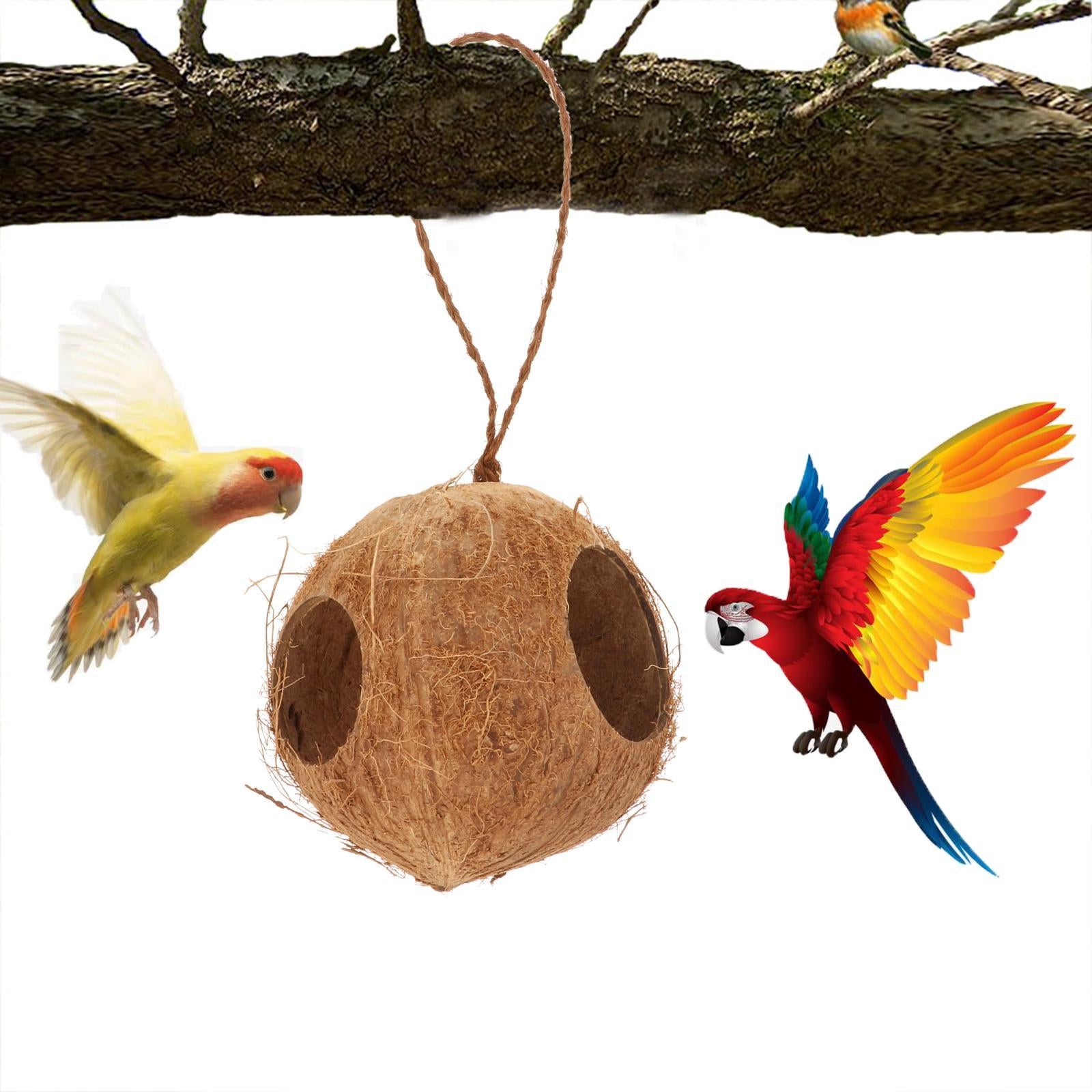 Natural Coconut Hut Bird Nest Toy Parrot Hamster Cage Toy Cockatiel House