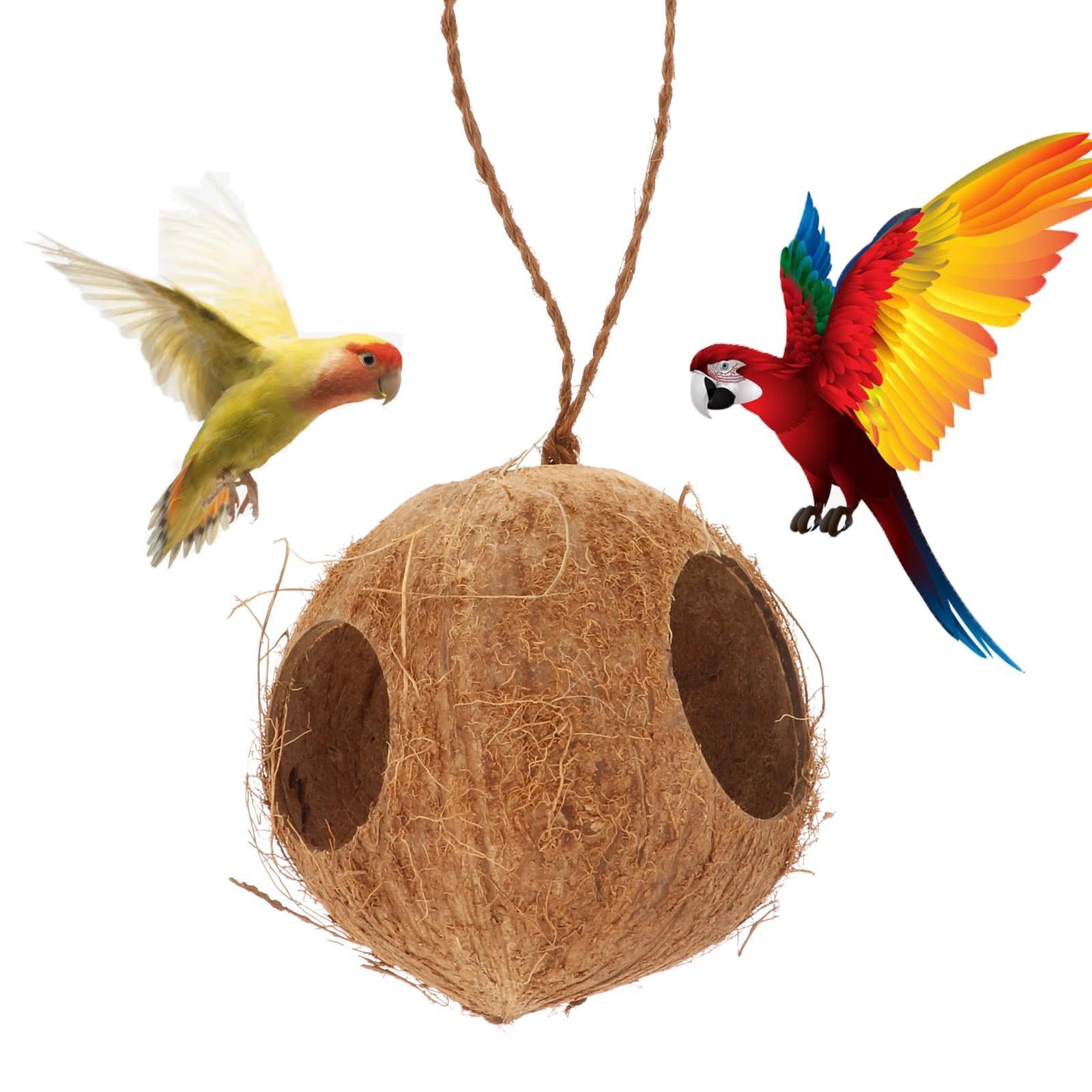 Natural Coconut Hut Bird Nest Toy Parrot Hamster Cage Toy Cockatiel House