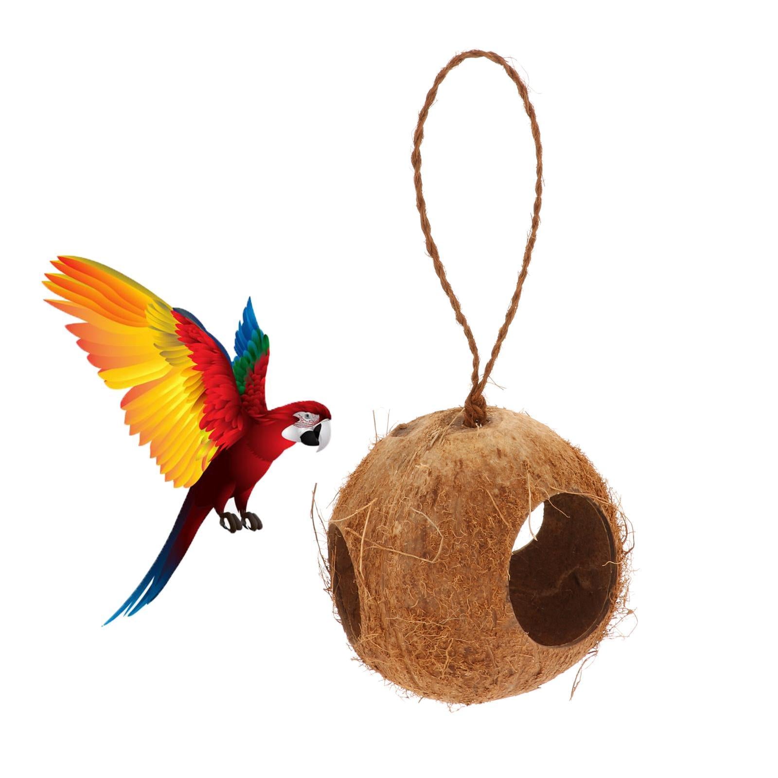 Natural Coconut Hut Bird Nest Toy Parrot Hamster Cage Toy Cockatiel House