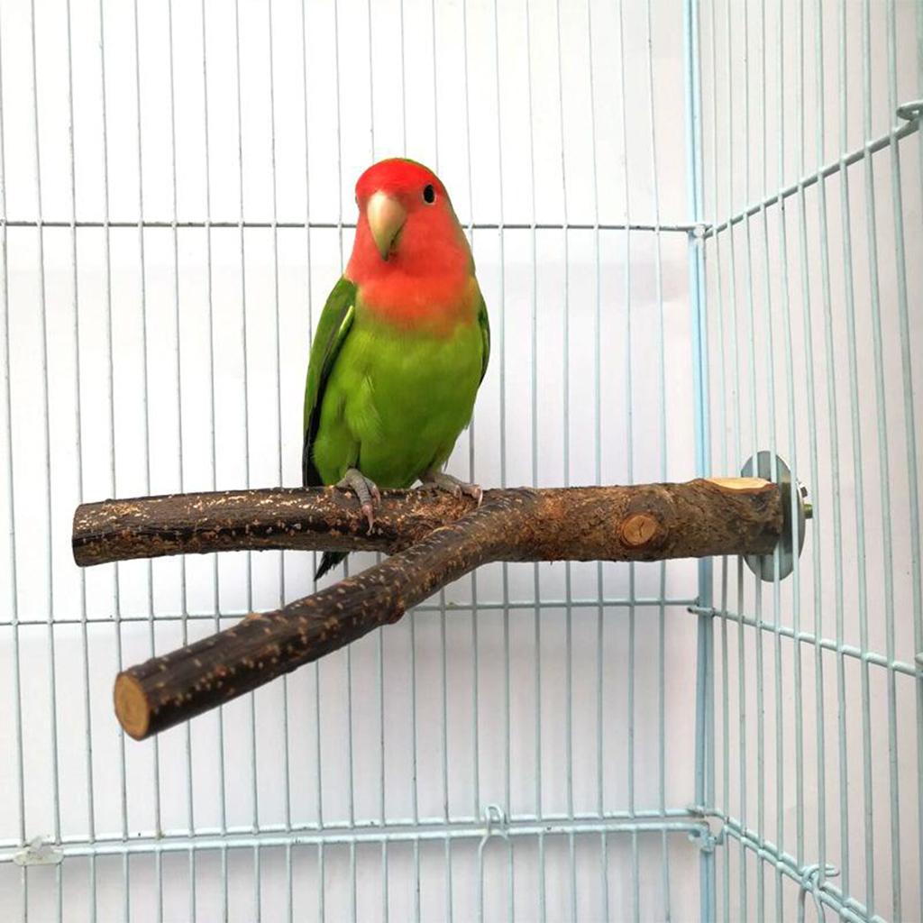 Wood Pet Budgie Parrot Bird Stand Tree Branch Hanging Toys Cage Perches 30cm