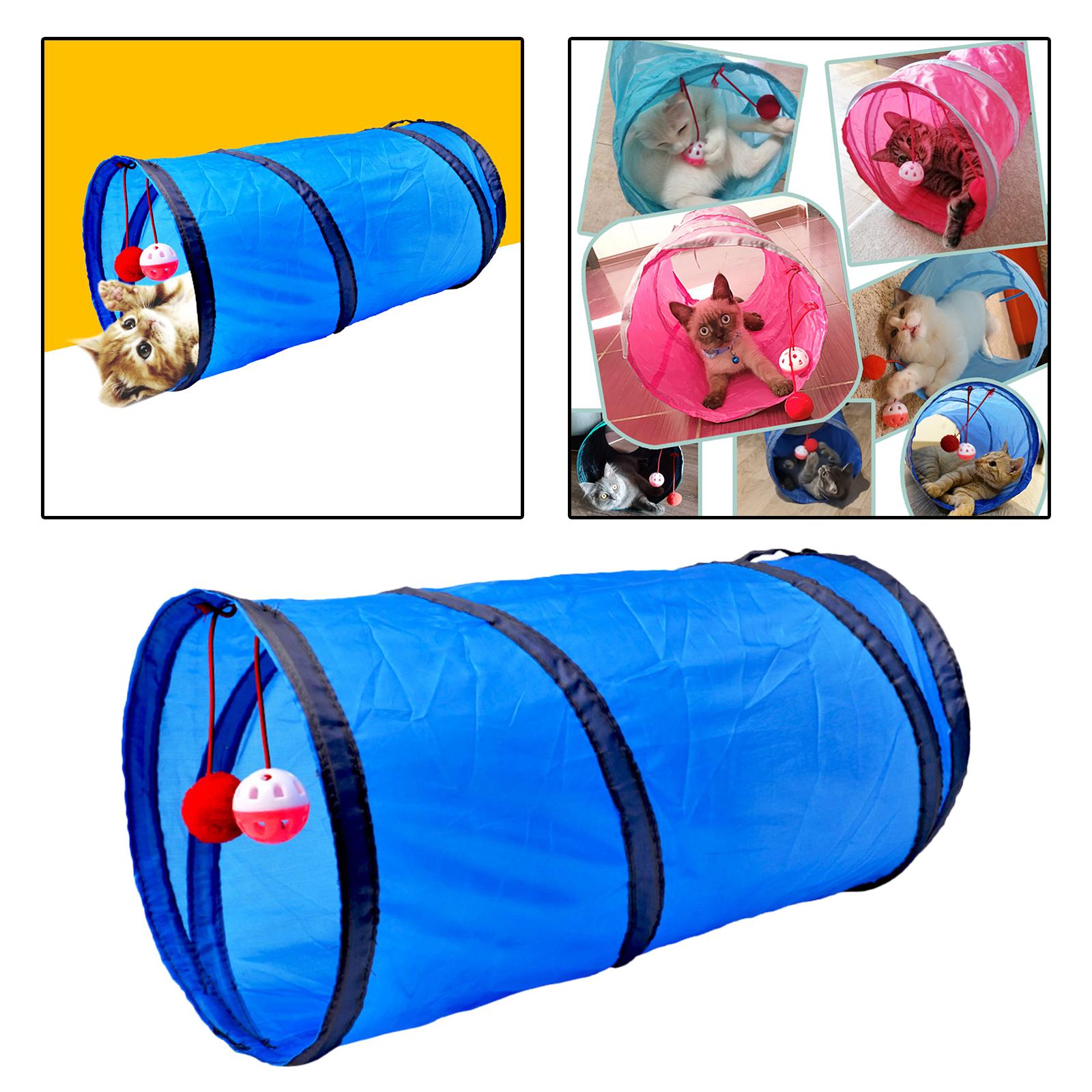 Tunnel of Fun, Collapsible One-Way Cat Tunnel Toy Play Tent Tube Toys Blue