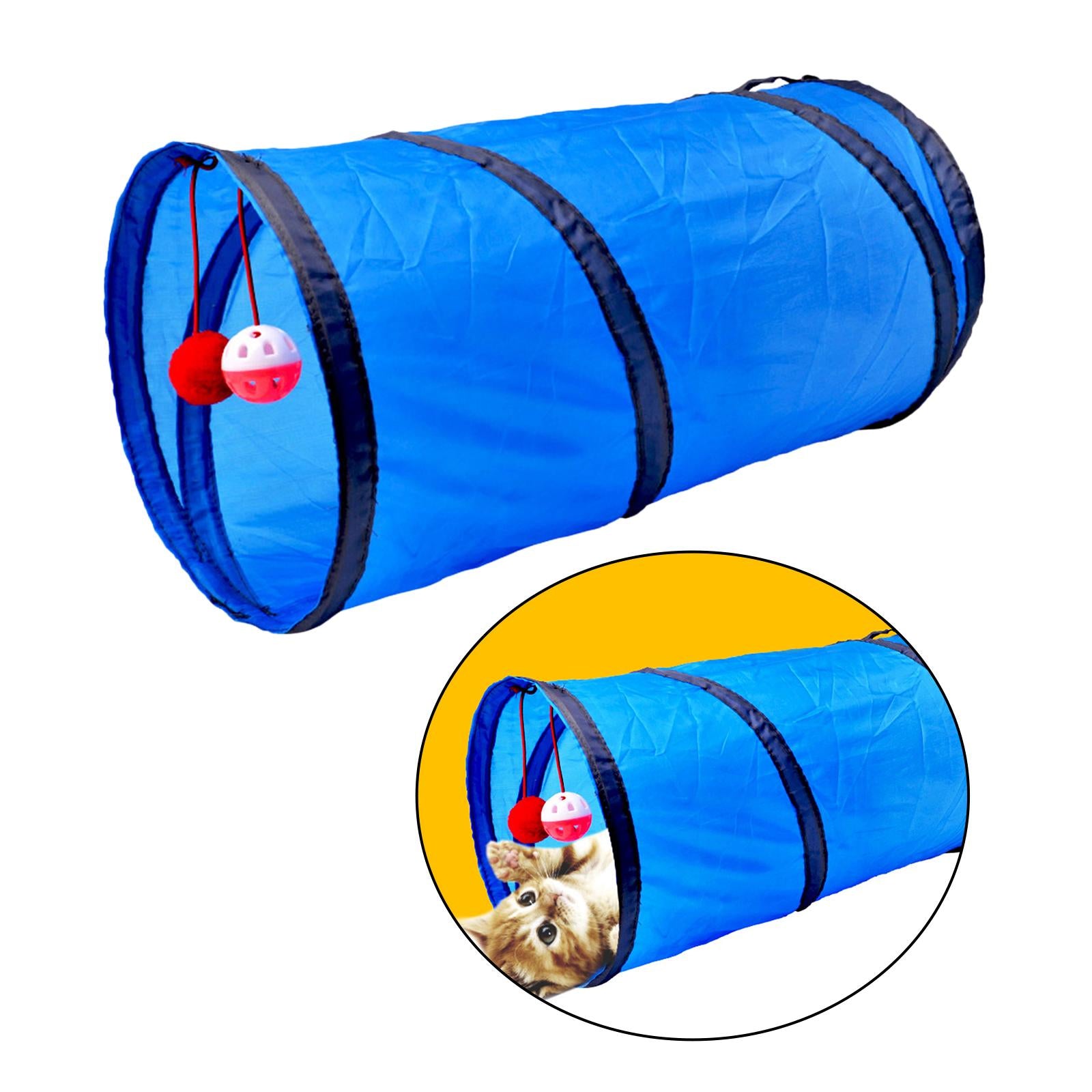 Tunnel of Fun, Collapsible One-Way Cat Tunnel Toy Play Tent Tube Toys Blue