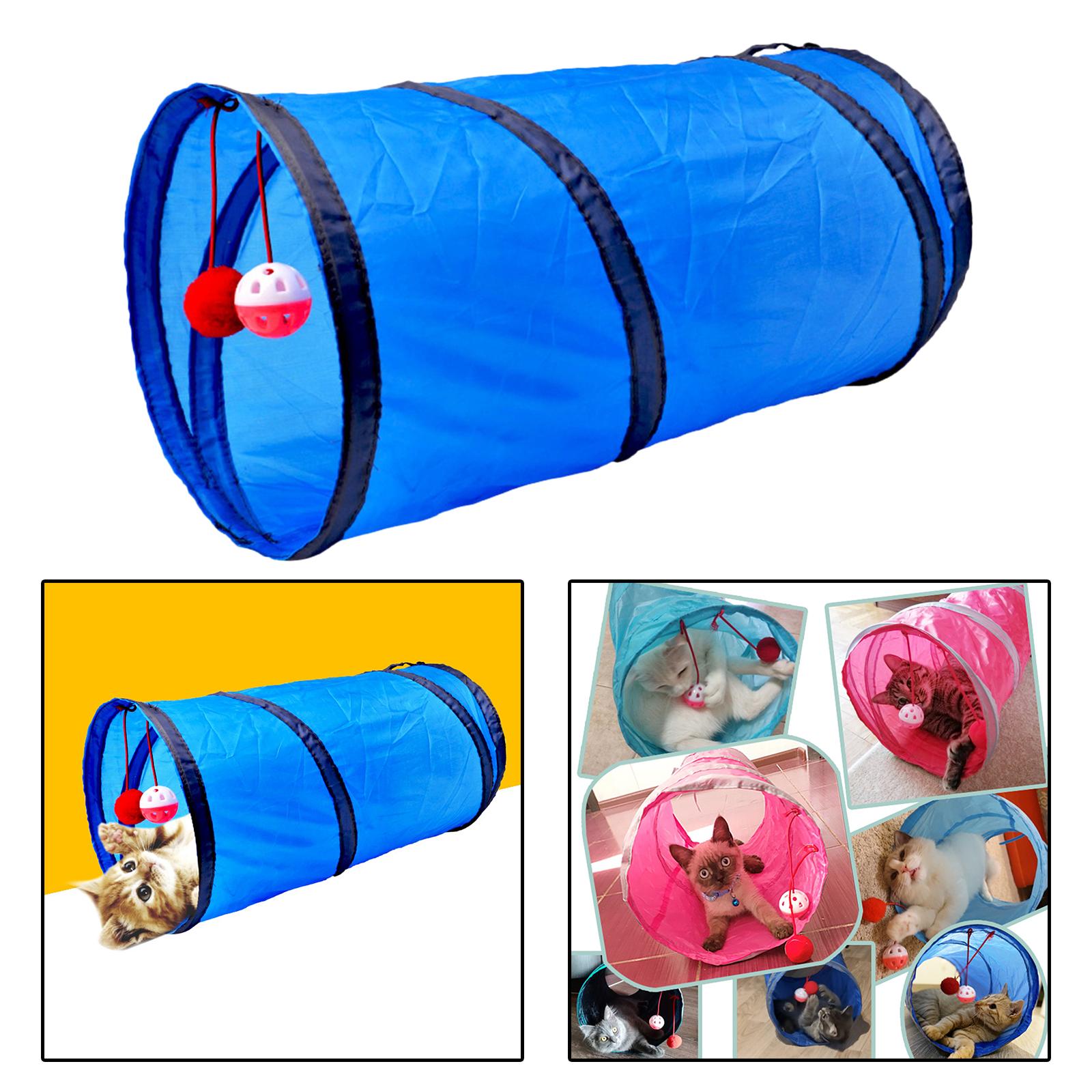 Tunnel of Fun, Collapsible One-Way Cat Tunnel Toy Play Tent Tube Toys Blue