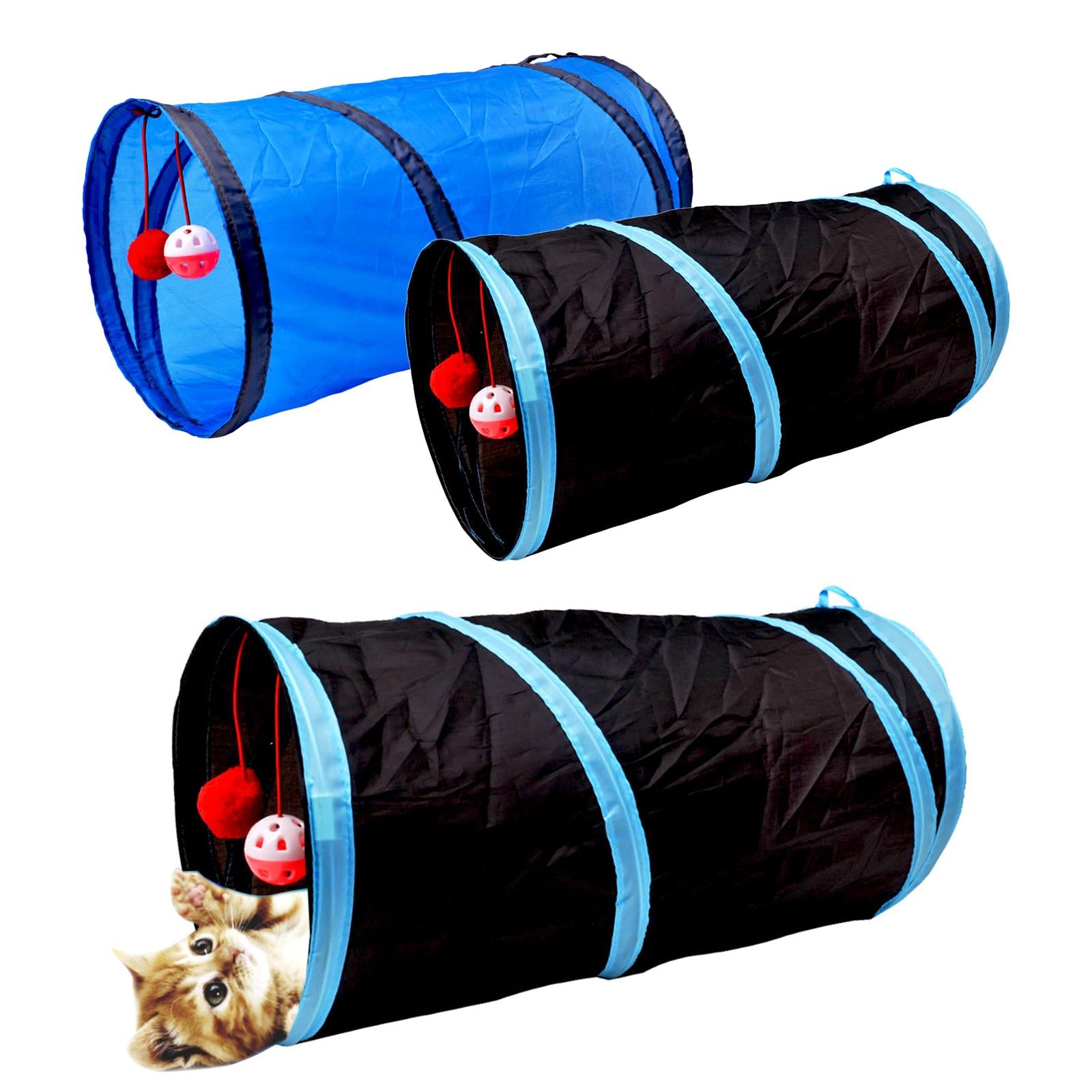 Tunnel of Fun, Collapsible One-Way Cat Tunnel Toy Play Tent Tube Toys Blue