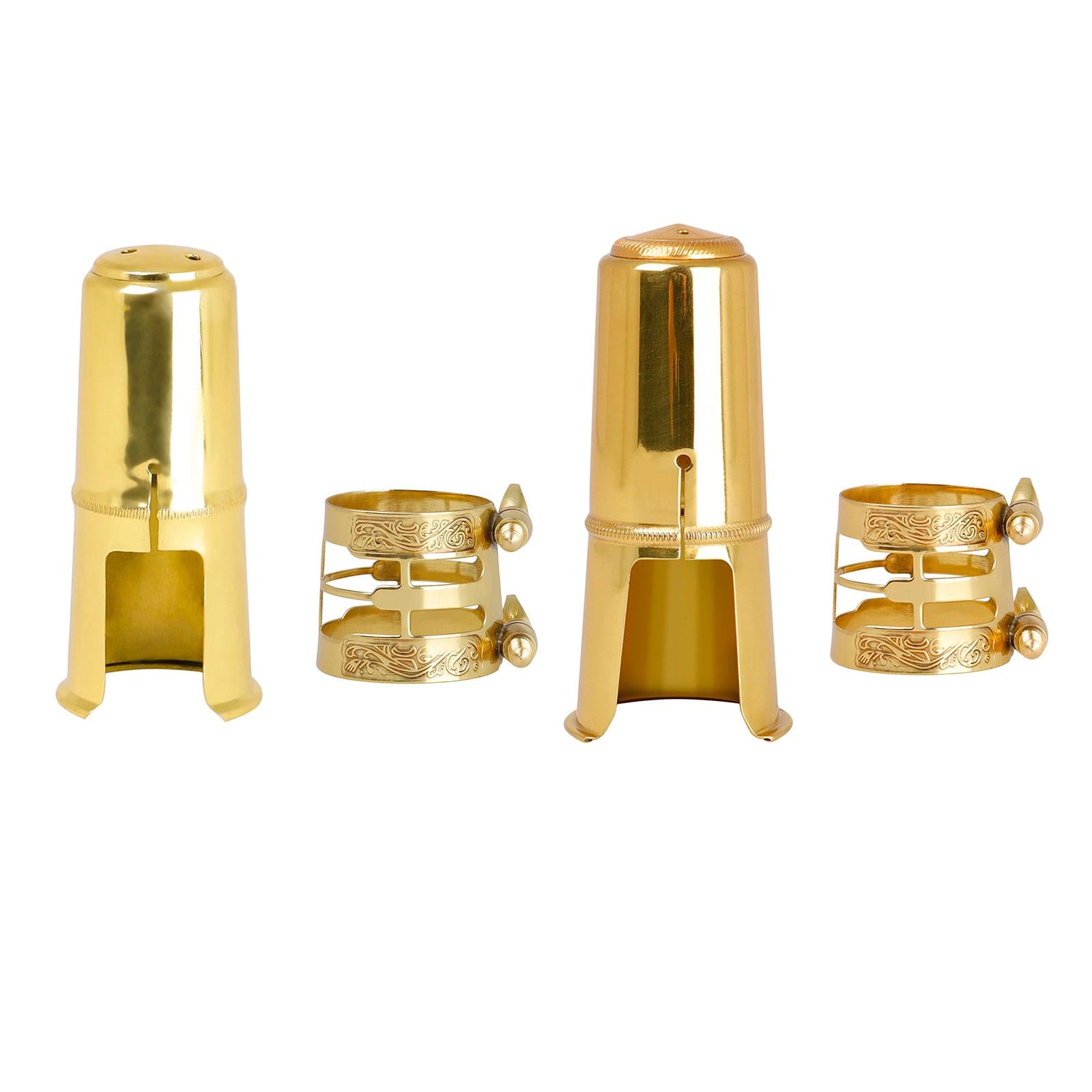 Brass Alto Saxophone Mouthpiece Protective Cap Cover with Ligature Fastener