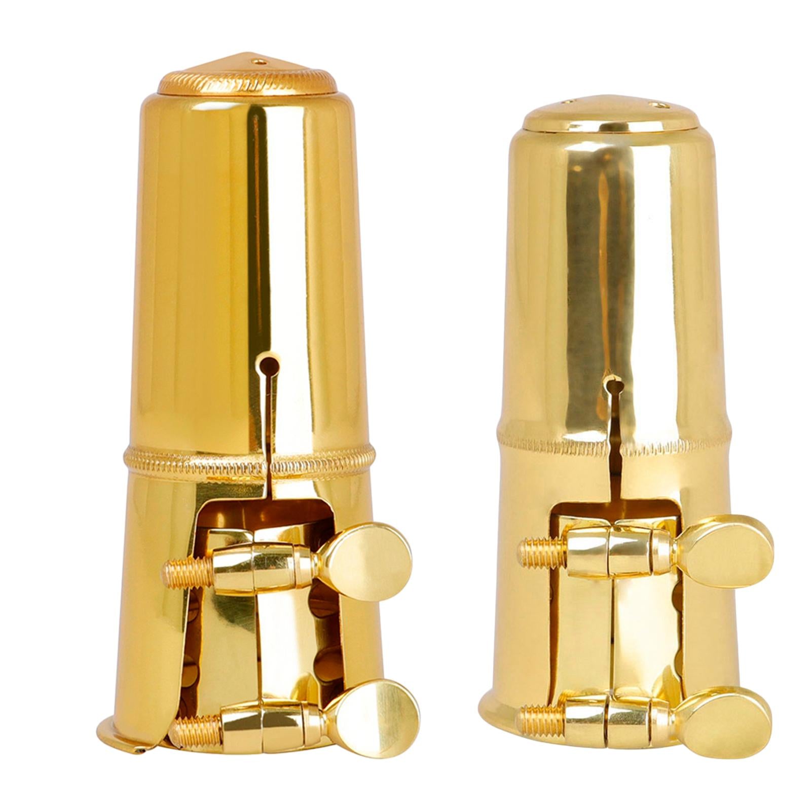 Brass Alto Saxophone Mouthpiece Protective Cap Cover with Ligature Fastener