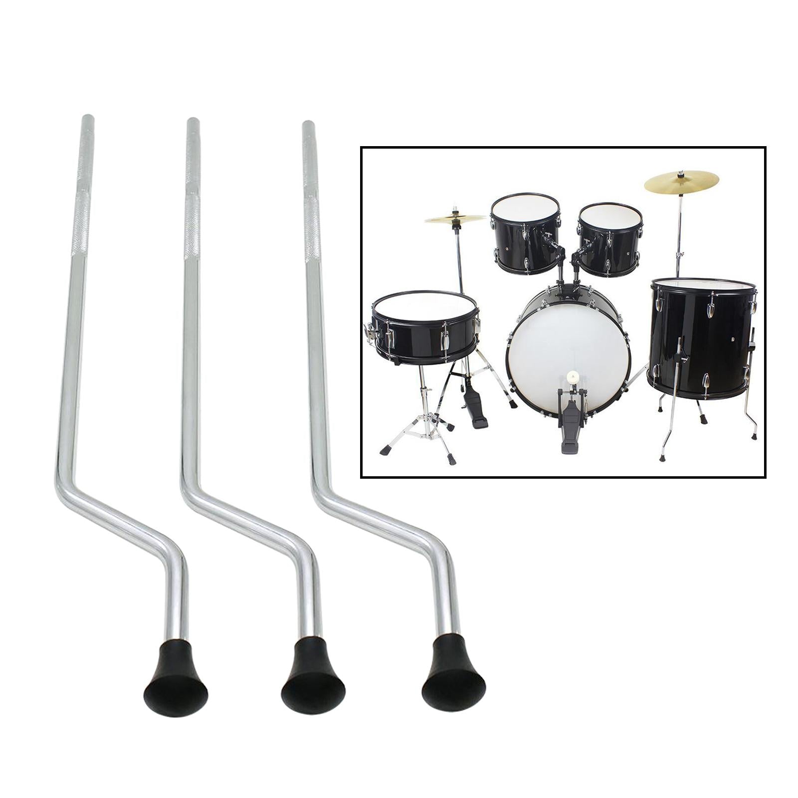 3pcs Metal Floor Tom Drum Legs Holder Non-slip Percussion Parts DIY Silver