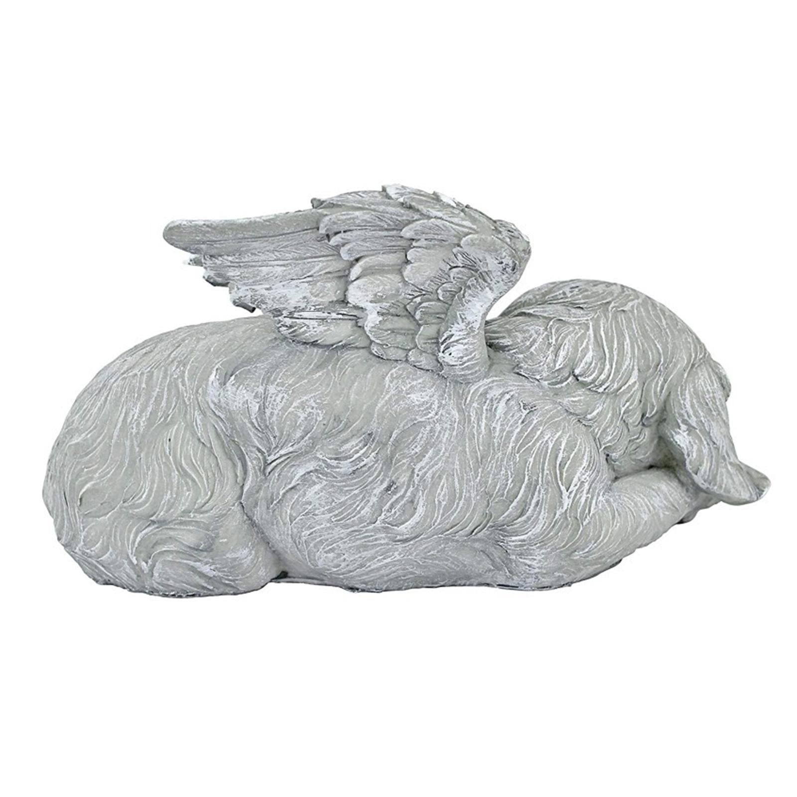 Pet Statue in Angel's Wing Tribute Figurine Sculpture Garden Decor Dog