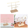 Earrings Holder Organizer for Ear Stud Jewelry Storage Gold + wood base