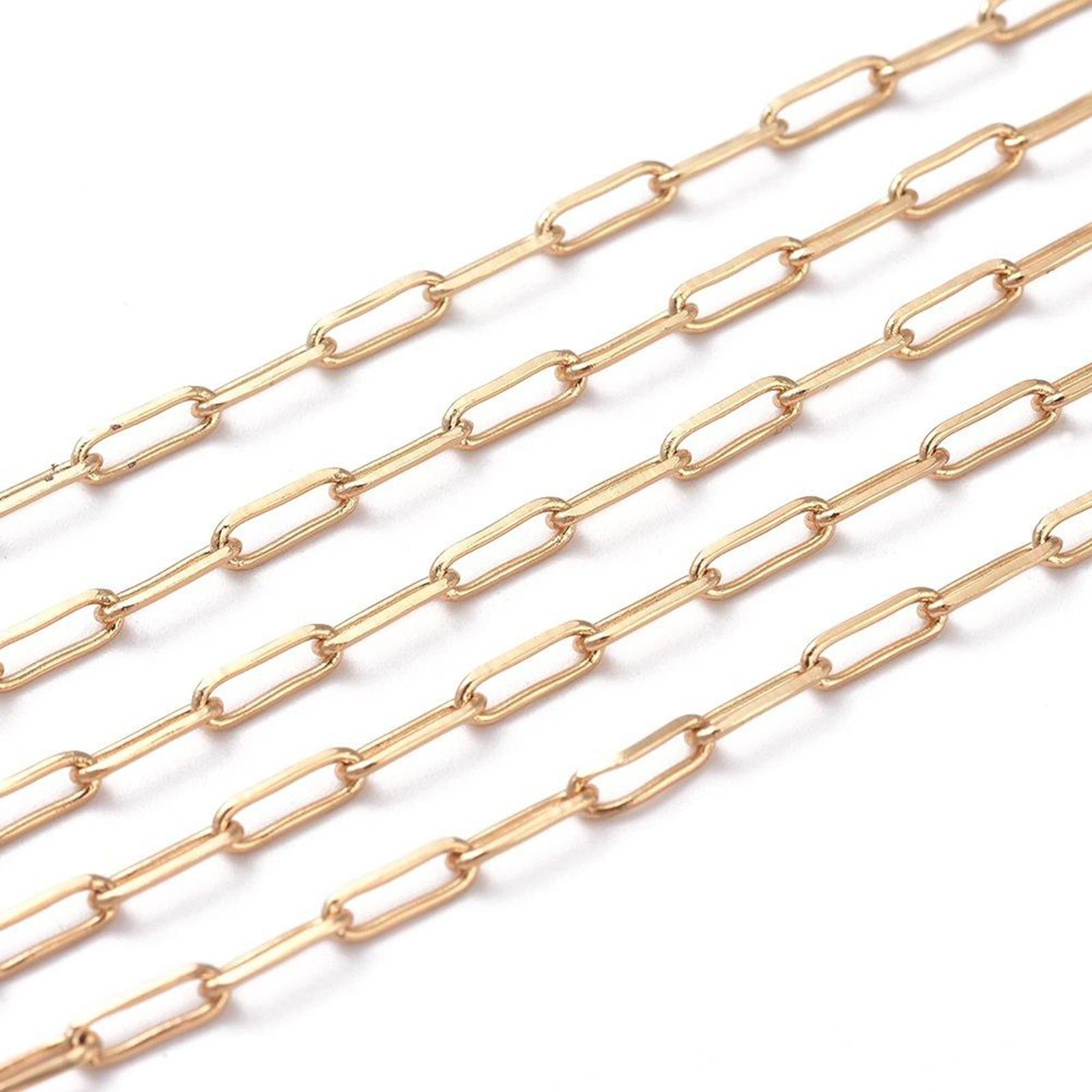 Gold Chain for Jewelry Making 18KGold Plated Paperclip Chain Oval Link Chain