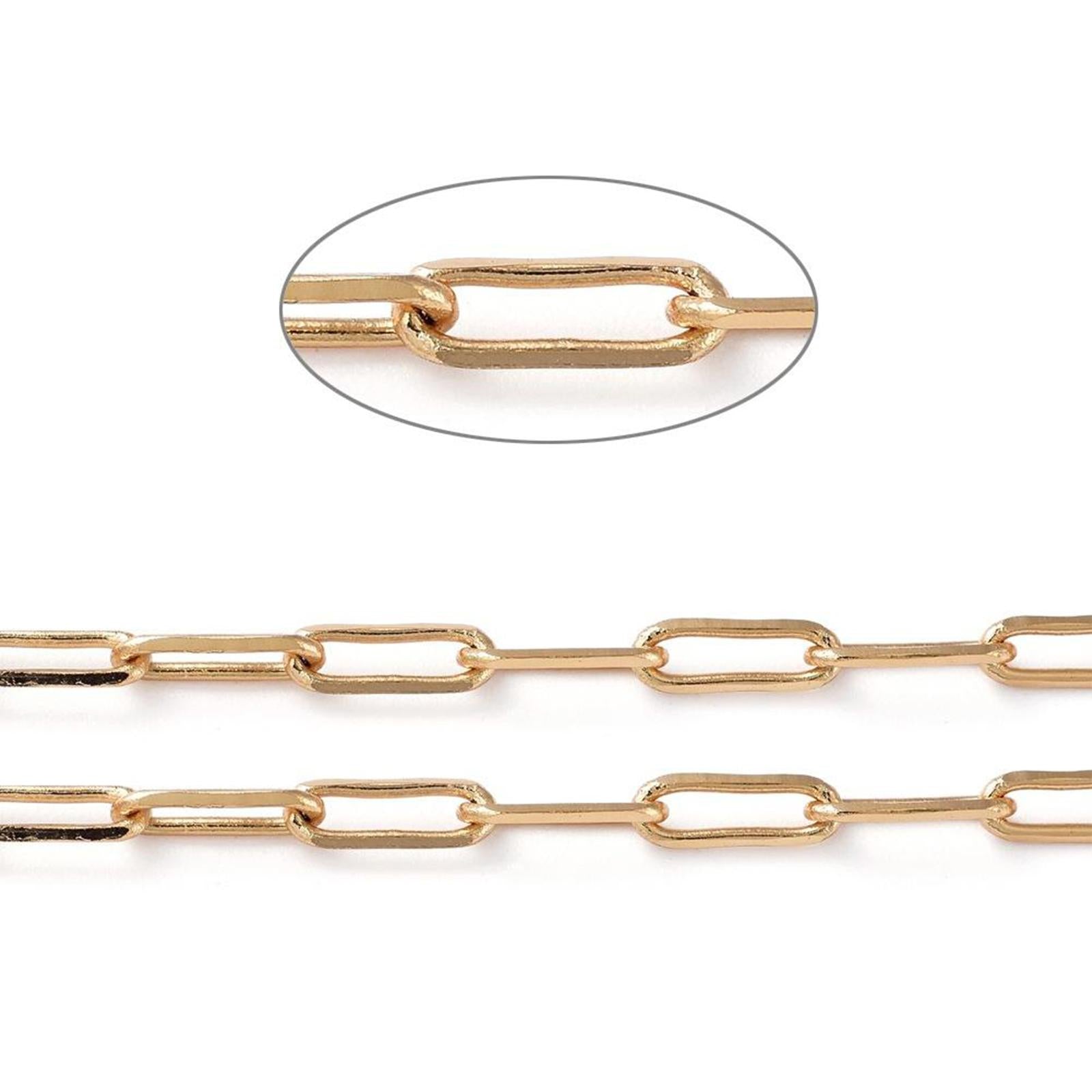 Gold Chain for Jewelry Making 18KGold Plated Paperclip Chain Oval Link Chain