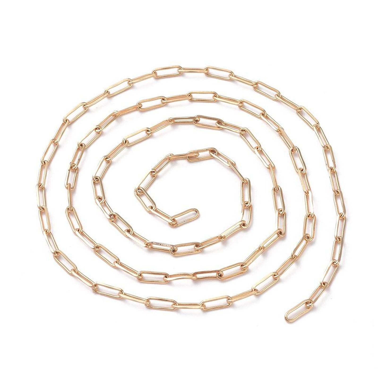 Gold Chain for Jewelry Making 18KGold Plated Paperclip Chain Oval Link Chain