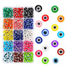 450x Evil Eye Beads 8mm Flat Round Stripe Spacer Beads for Handmade Necklace