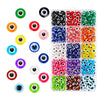 450x Evil Eye Beads 8mm Flat Round Stripe Spacer Beads for Handmade Necklace