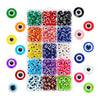 450x Evil Eye Beads 8mm Flat Round Stripe Spacer Beads for Handmade Necklace