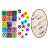 450x Evil Eye Beads 8mm Flat Round Stripe Spacer Beads for Handmade Necklace