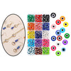 450x Evil Eye Beads 8mm Flat Round Stripe Spacer Beads for Handmade Necklace