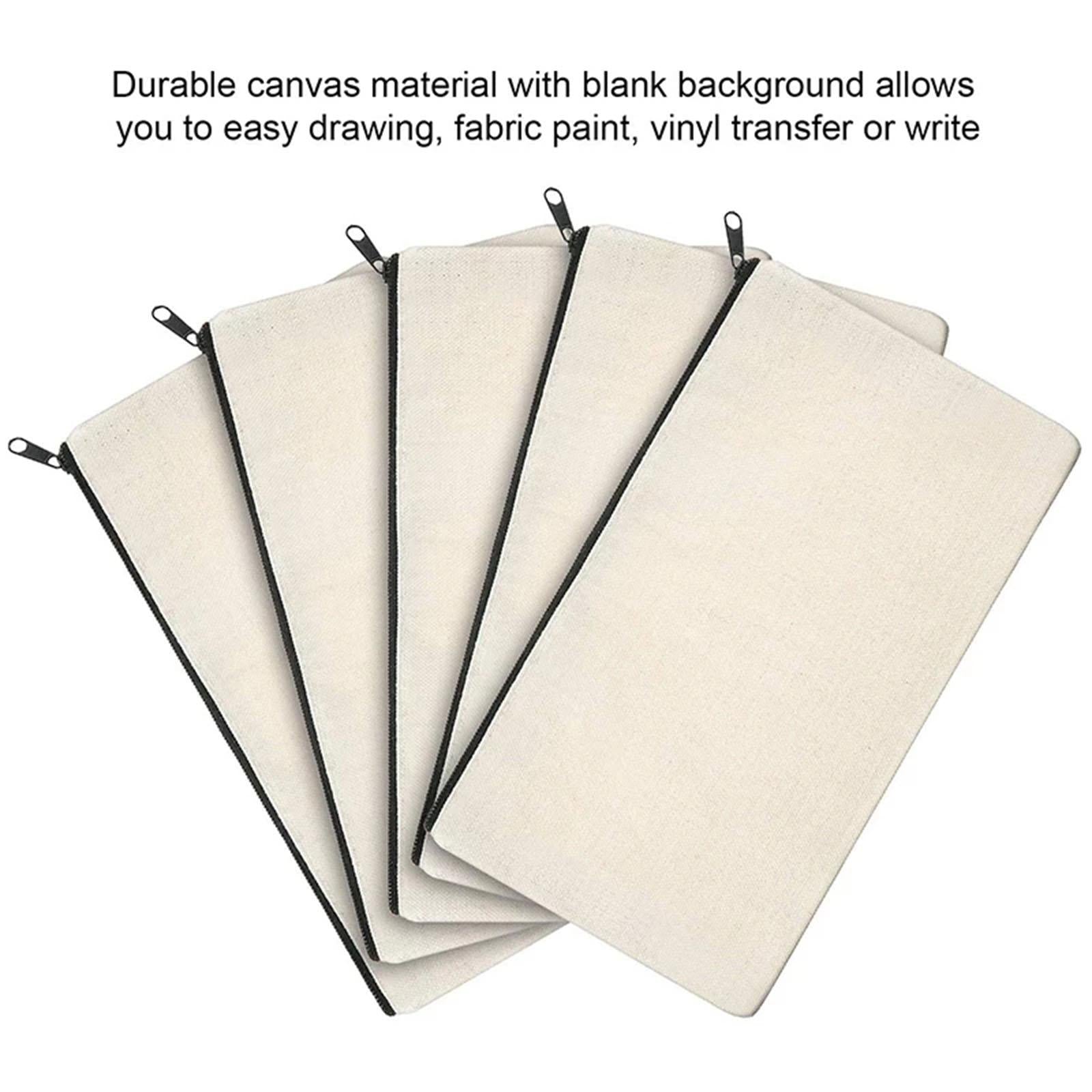 10x Blank DIY Craft Bag Canvas Pen Case Blank Makeup Bags Canvas Pencil Bag 20x14cm