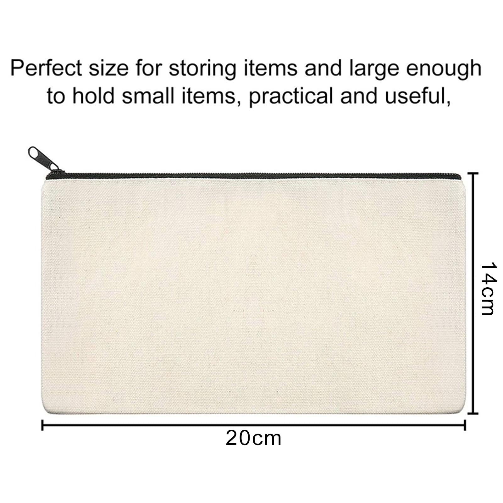 10x Blank DIY Craft Bag Canvas Pen Case Blank Makeup Bags Canvas Pencil Bag 20x14cm