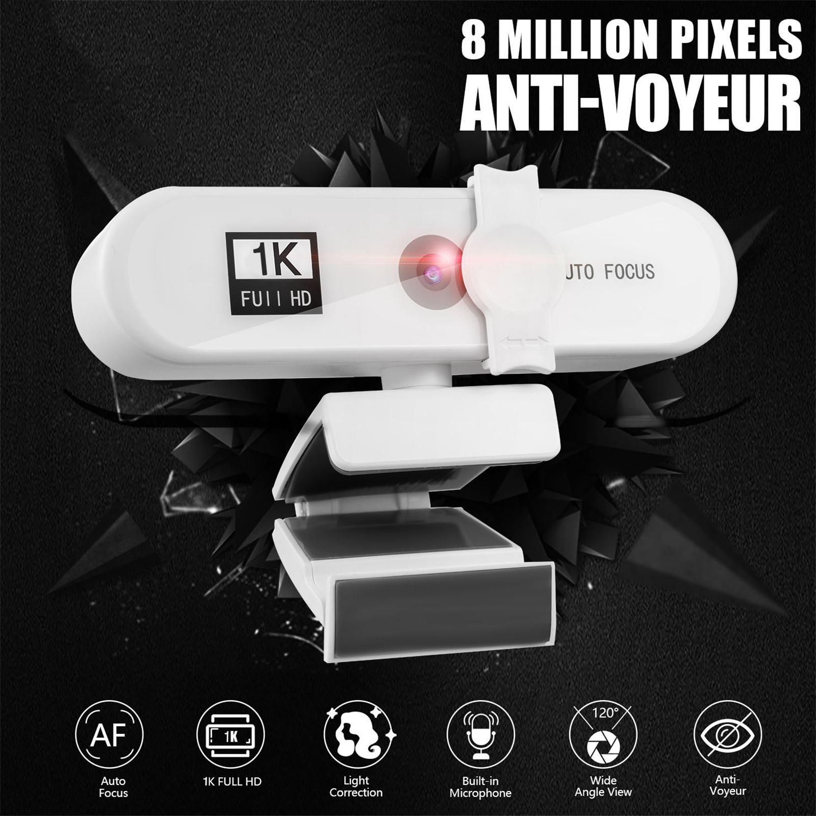 4K Full HD Streaming Webcam Autofocus for Live Broadcast 1k White