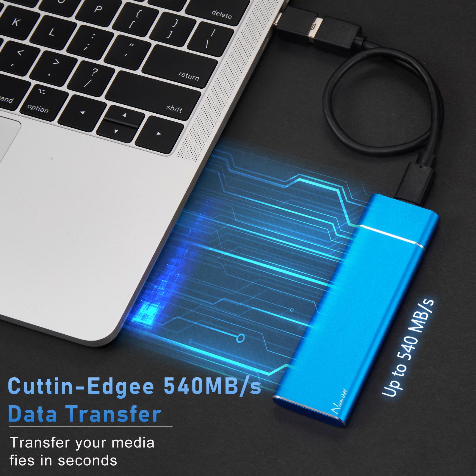 Portable USB 3.1 SSD 430MB/s Read Speed Solid State Drive Blue 1TB