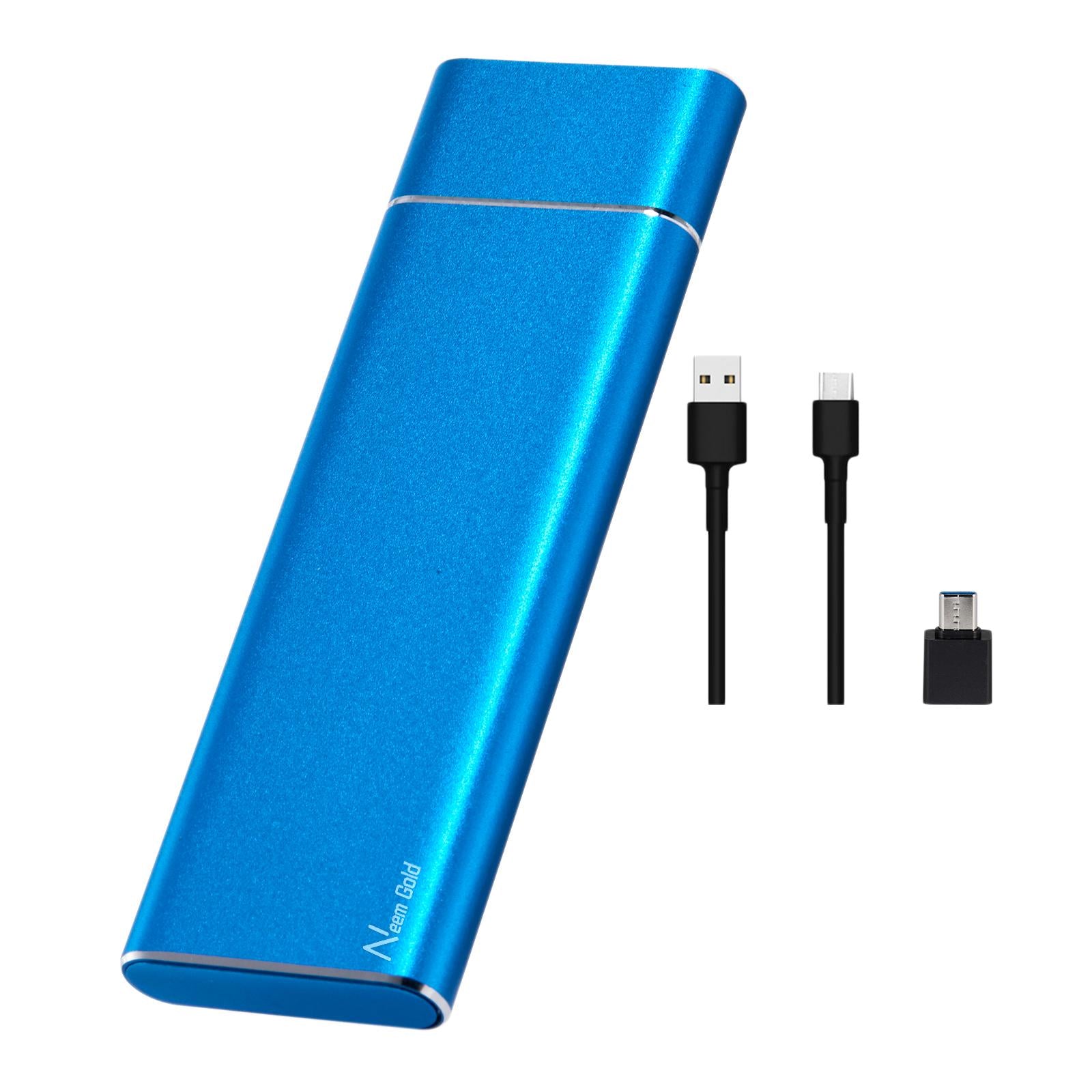 Portable USB 3.1 SSD 430MB/s Read Speed Solid State Drive Blue 1TB