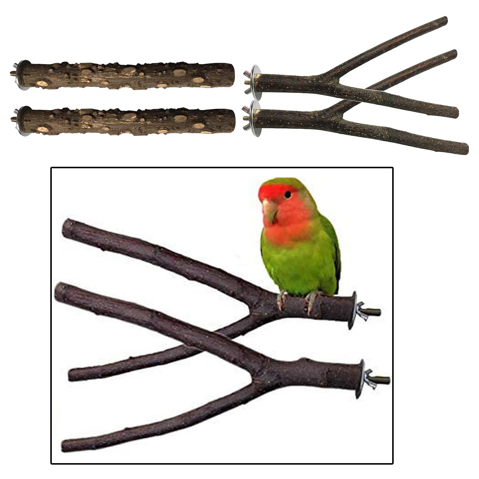 4pcs/set Natural Wooden Parrot Bird Stand Tree Branch Toys Perch Grinding