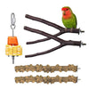 4pcs/set Natural Wooden Parrot Bird Stand Tree Branch Toys Perch Grinding