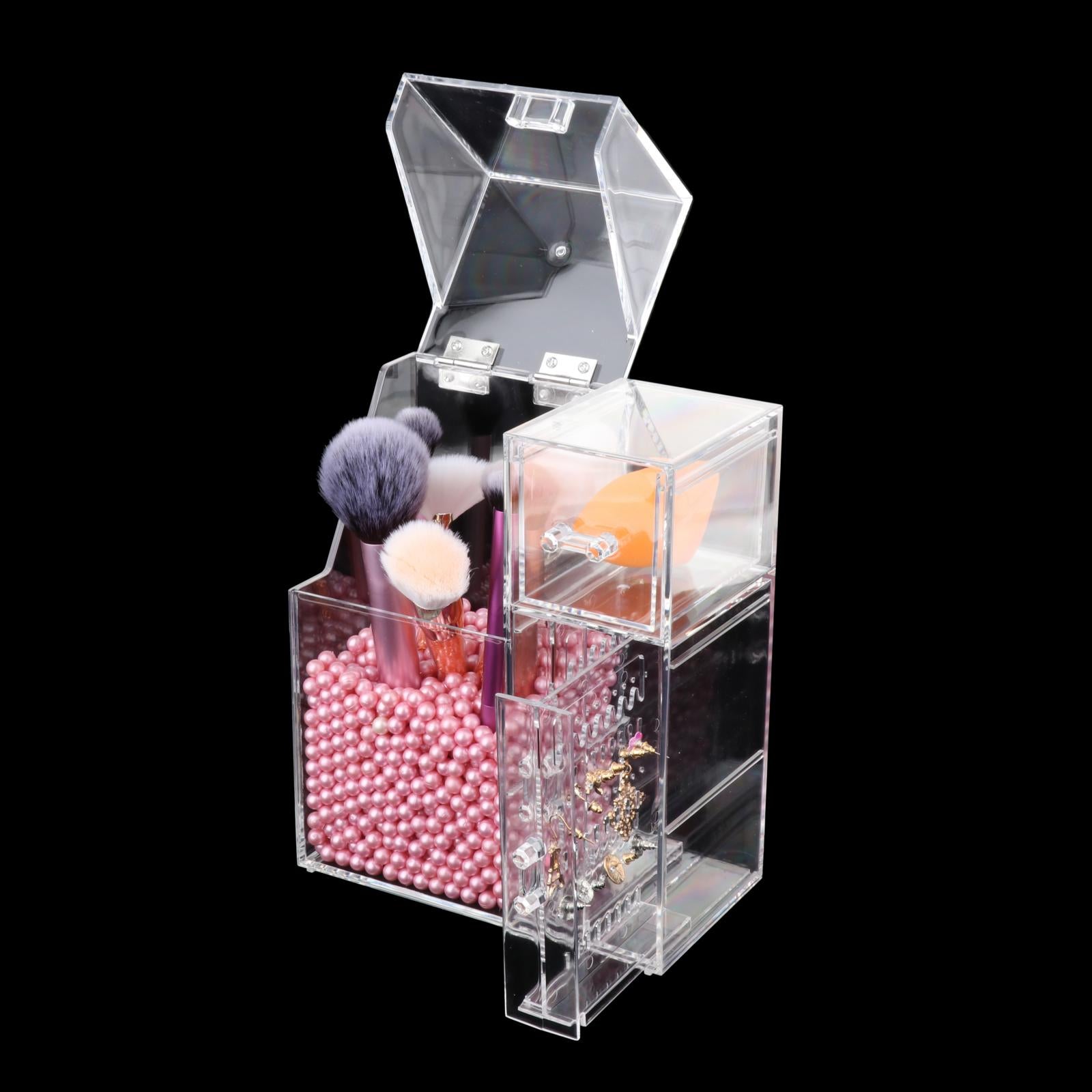 Waterproof Acrylic Makeup Brush Holder Pot Cosmetic Brushes Storage Case D