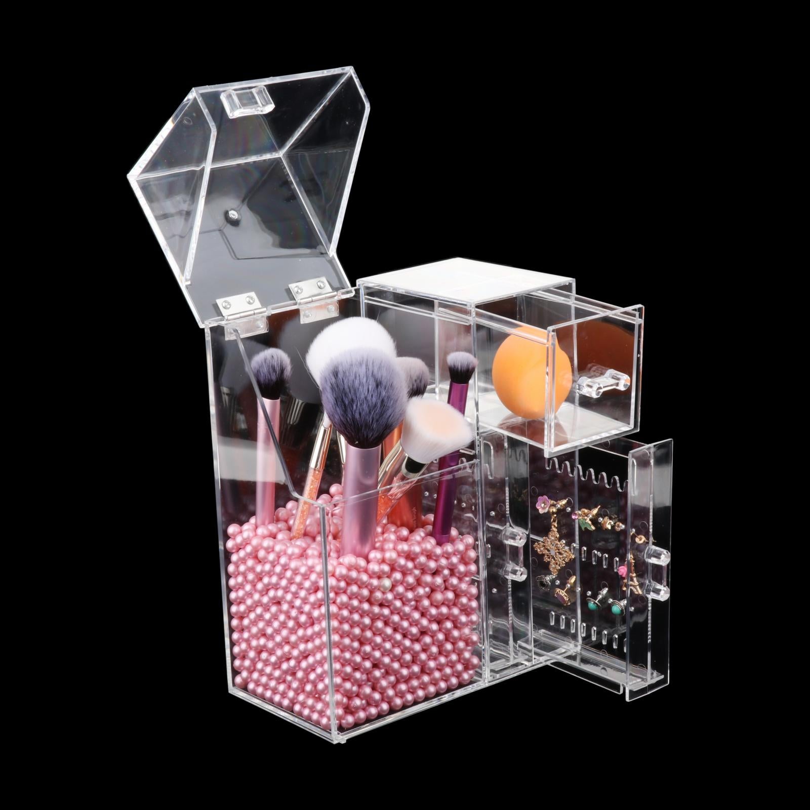 Waterproof Acrylic Makeup Brush Holder Pot Cosmetic Brushes Storage Case D