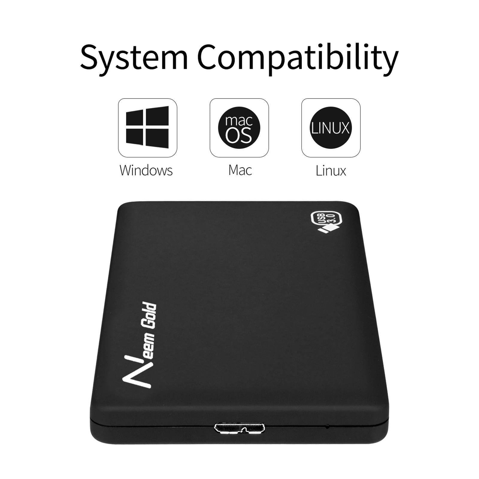 High Speed External Portable USB Hard Drive HDD for Laptops Black 500GB