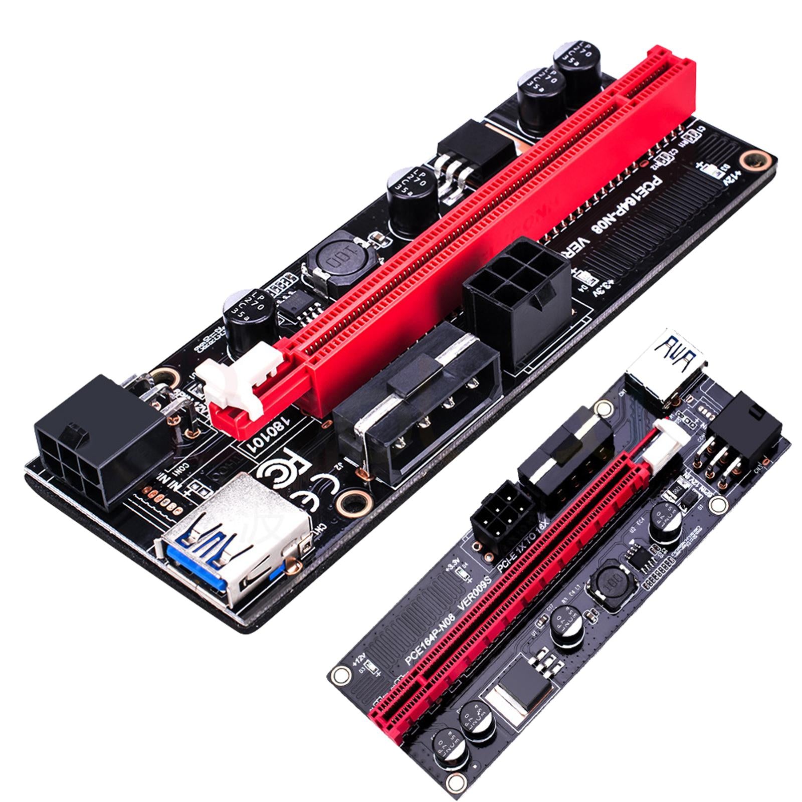 PCI-E 1x to 16x Graphic Extension USB3.0 Adapter Card 60cm Cable Red