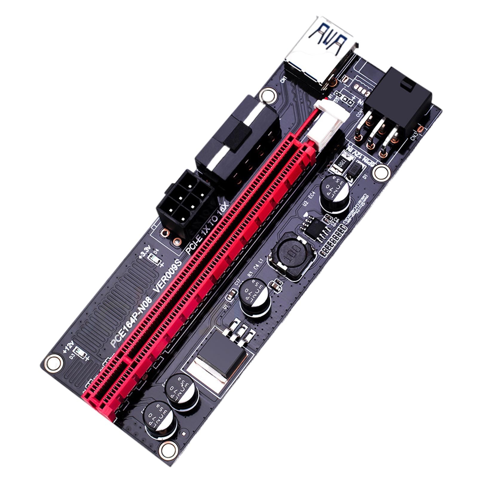 PCI-E 1x to 16x Graphic Extension USB3.0 Adapter Card 60cm Cable Red