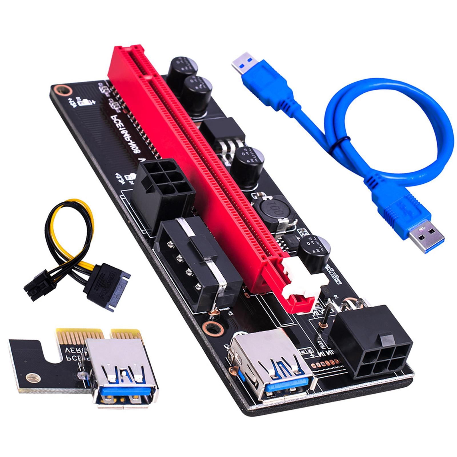 PCI-E 1x to 16x Graphic Extension USB3.0 Adapter Card 60cm Cable Blue